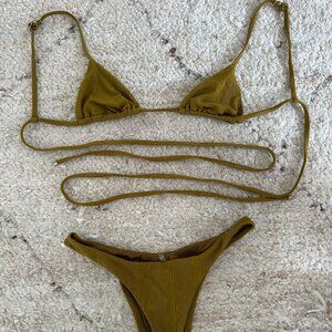 Vitamin A Upcycled Gia Wrap Top & Bottom / Green Gold